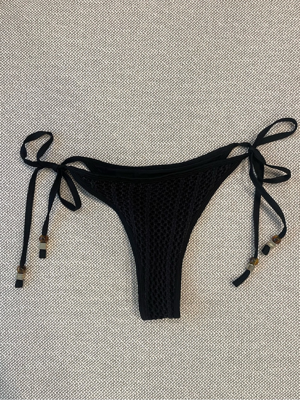 VDM Black bikini bottoms with beaded ties